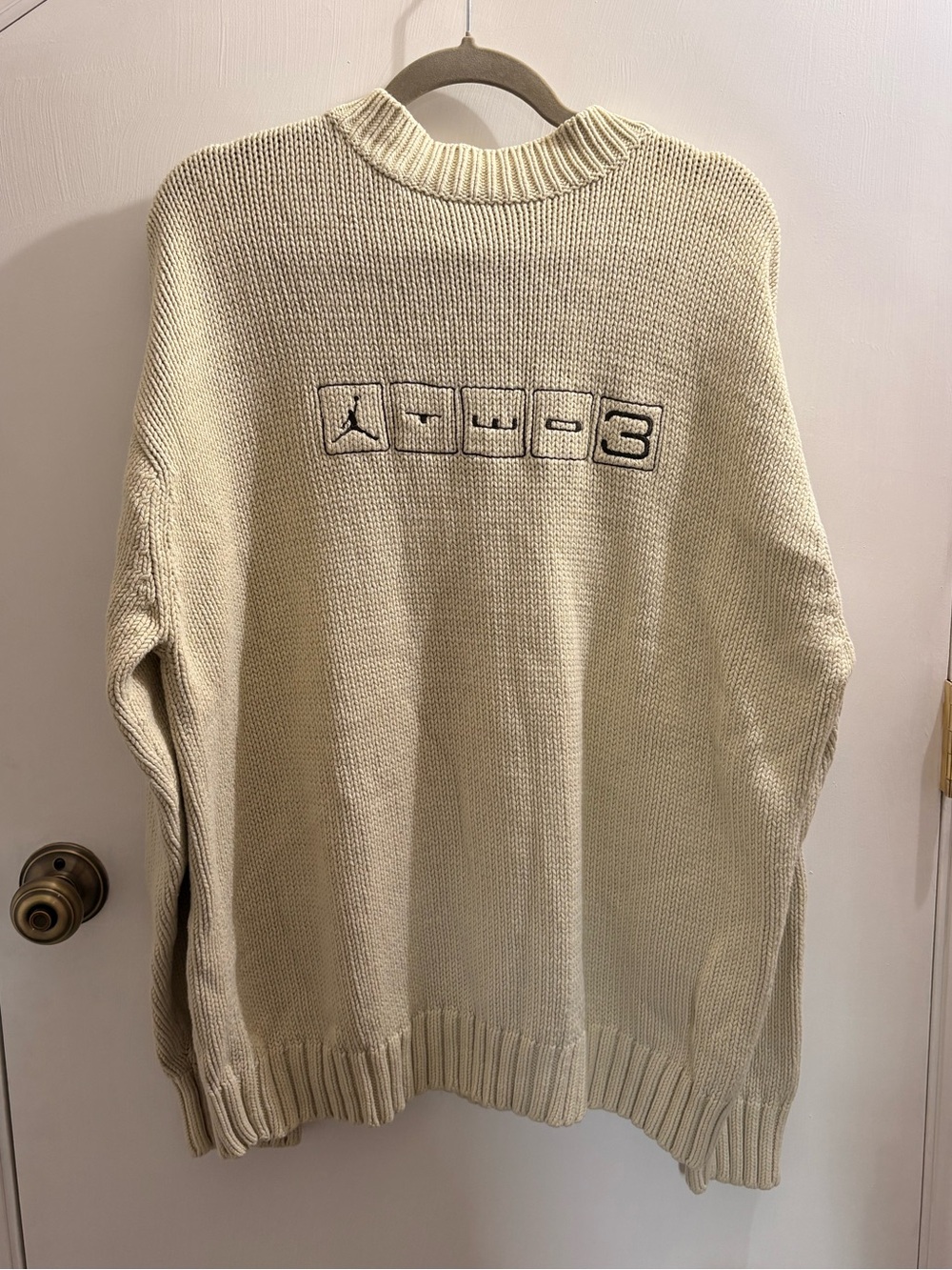 Jordan Two 3 Cream Knit Crewneck Vintage